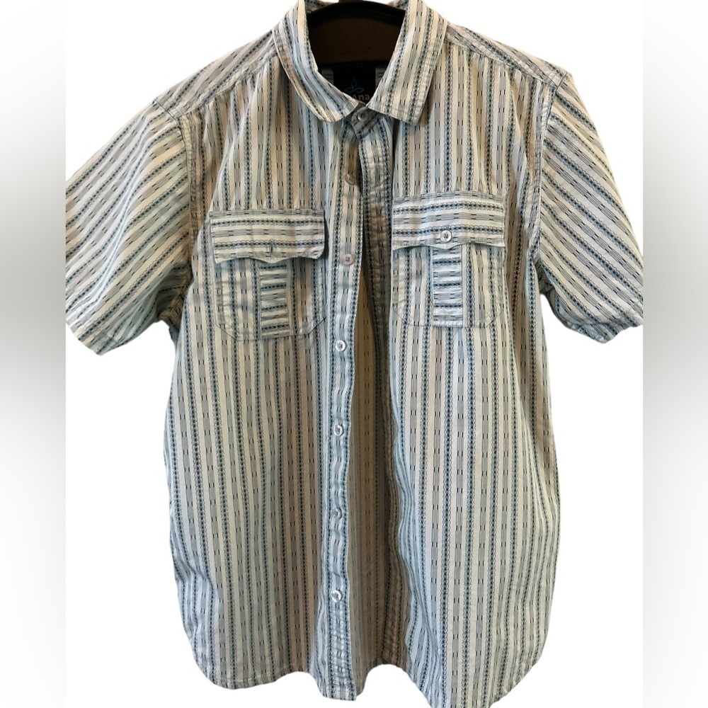 Prana Button Up shirt sleeve Striped Shirt